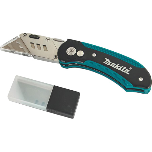 Folding Quick-Change Jobsite Utility Knife with 10-Piece Replacement Blades, Steel Blade Consource