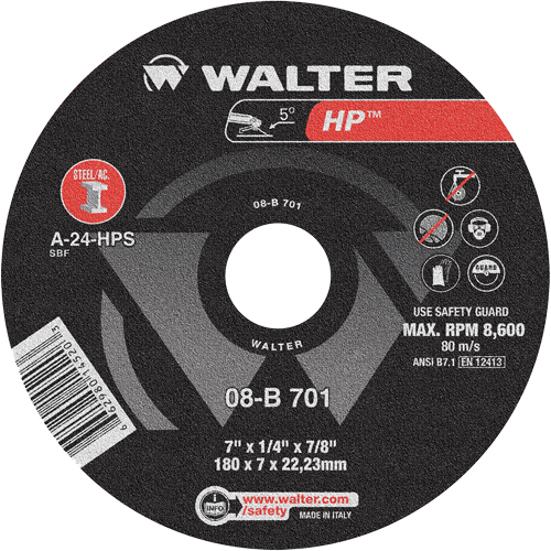 HP Depressed Center Grinding Wheel, 7" x 1/4", 7/8" Arbor, Type 28 Consource