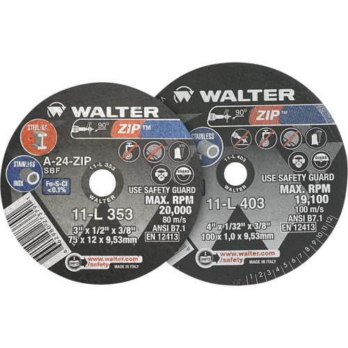 Zip Cut-Off Wheel, 4" x 1/4", 3/8" Arbor, Type 1 Consource