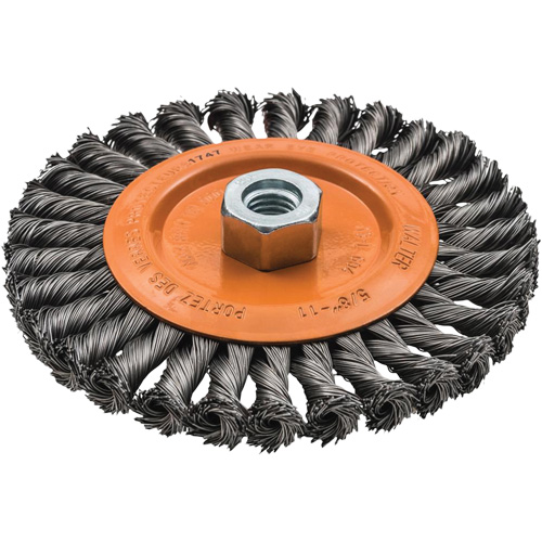 Wide Knotted Wire Wheel Brush, 5/8"-11 Arbor, Steel Consource