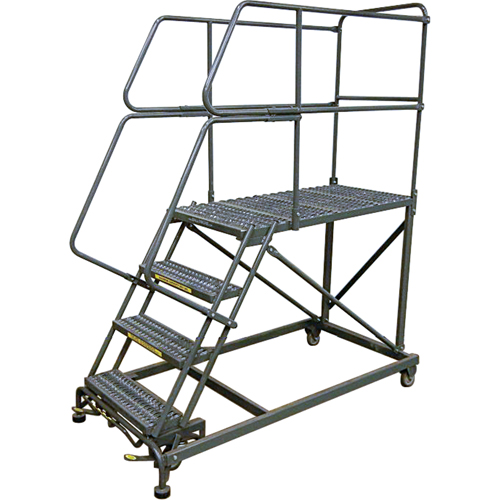 Plateformes de travail mobiles, Acier, 6 Marches, 60" ha, 48" p, 24" Marche, Stri&eacute; Consource