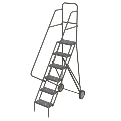 Steel Rolling Ladder, 6 Steps, 16" Step Width, 60" Platform Height, Steel Consource