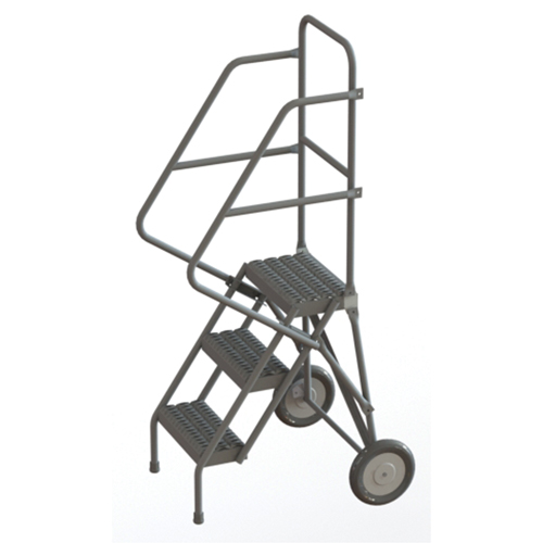 Rolling Ladder, 3 Steps, Serrated, 30" High Consource