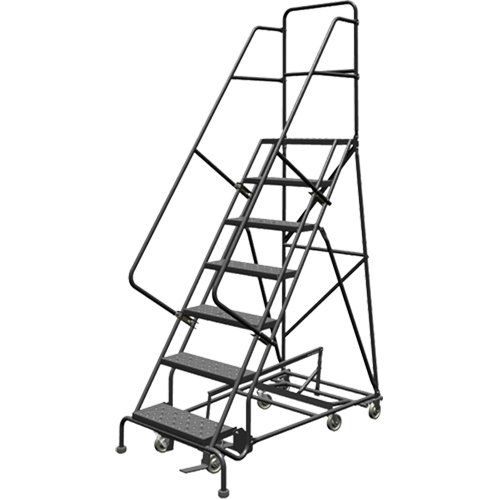 All Directional Rolling Ladder, 7 Steps, 24" Step Width, 70" Platform Height, Steel Consource