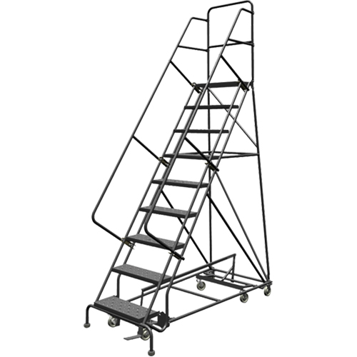 &eacute;chelles roulantes multidirectionnelles, 9 marches, Largeur de la marche 24", Hauteur de la plateforme 90", Acier Consource