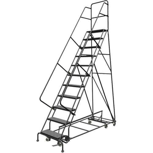 All Directional Rolling Ladder, 11 Steps, 24" Step Width, 110" Platform Height, Steel Consource