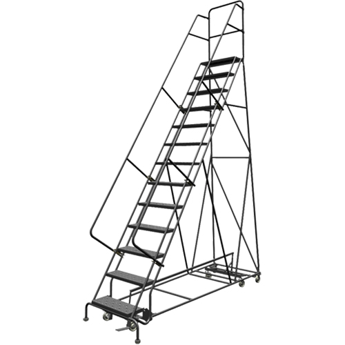 All Directional Rolling Ladder, 13 Steps, 24" Step Width, 130" Platform Height, Steel Consource