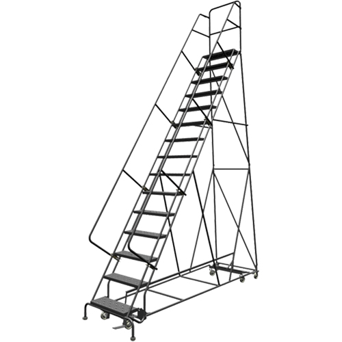 &eacute;chelles roulantes multidirectionnelles, 15 marches, Largeur de la marche 24", Hauteur de la plateforme 150", Acier Consource