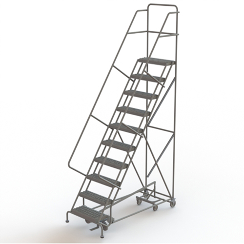 All Directional Rolling Ladder, 10 Steps, 24" Step Width, 100" Platform Height, Steel Consource
