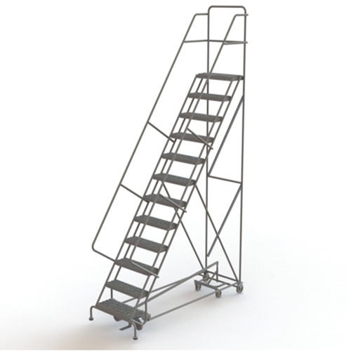 All Directional Rolling Ladder, 12 Steps, 24" Step Width, 120" Platform Height, Steel Consource