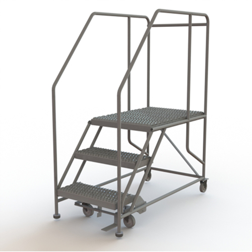 Mobile Work Platform, Steel, 3 Steps, 30" H, 35" D, 24" Step, Serrated Consource