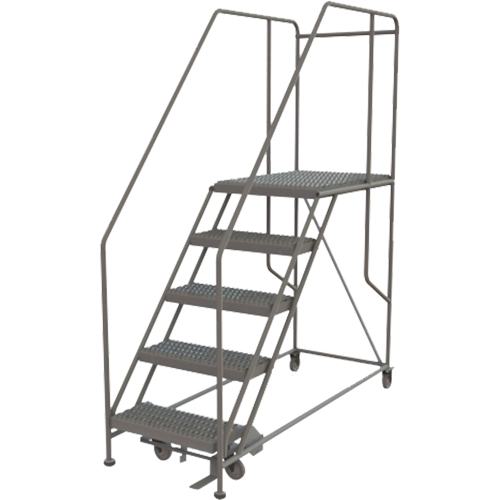 Mobile Work Platform, Steel, 5 Steps, 50" H, 35" D, 24" Step, Serrated Consource