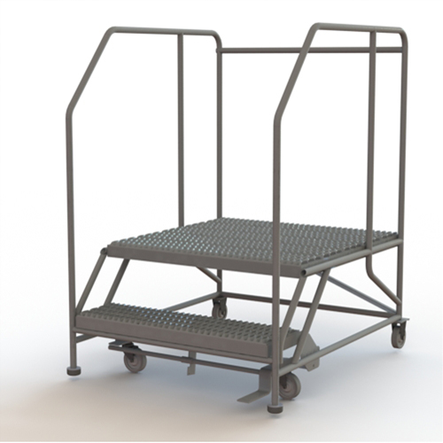 Mobile Work Platform, Steel, 2 Steps, 20" H, 36" D, 36" Step, Serrated Consource