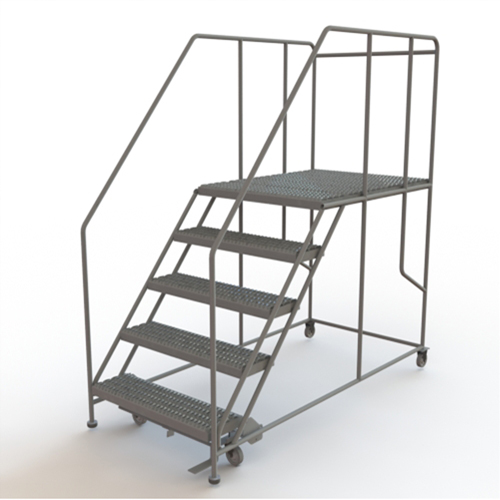 Mobile Work Platform, Steel, 5 Steps, 50" H, 48" D, 36" Step, Serrated Consource