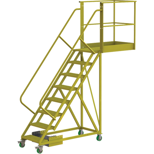 Cantilever Rolling Ladder, Unsupported, 8 Steps, 40" Platform Depth, 80" Platform Height Consource