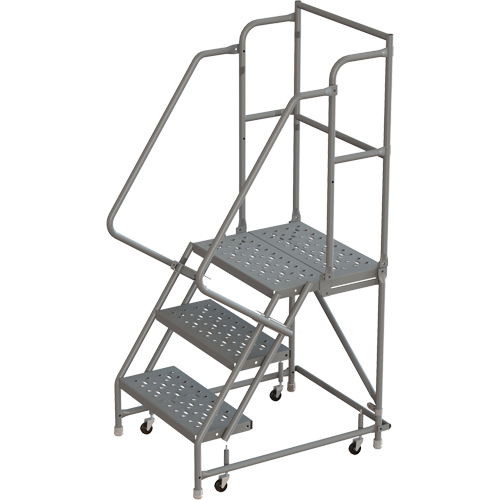 Deep Top Step Rolling Ladder, 3 Steps, 24" Step Width, 30" Platform Height, Steel Consource