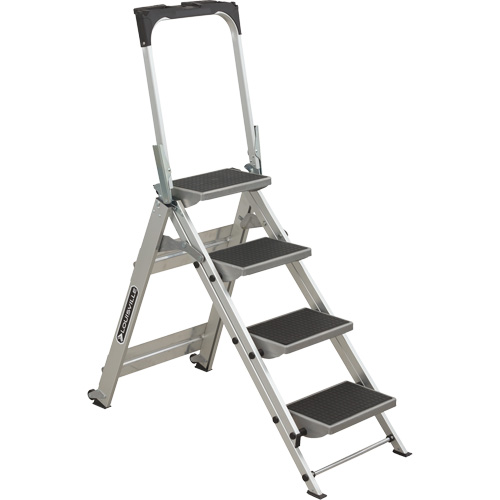 &eacute;chelle escabeau avec roues pivotantes, 4 marches, 44,25" x 22,13" x Hauteur 59" Consource