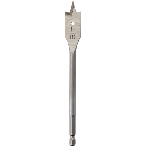 Flat Boring Bit, 11/16" Diameter, 1/4" Hex Shank, 6-1/8" Length Consource