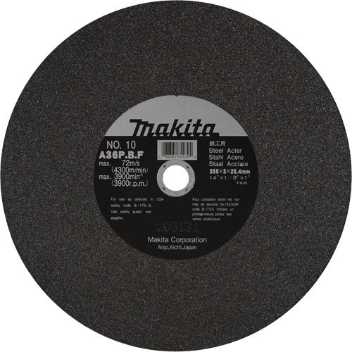 Metal Cutting Wheels, 14" x 1/8", 1" Arbor, Aluminum Oxide, 3900 RPM Consource