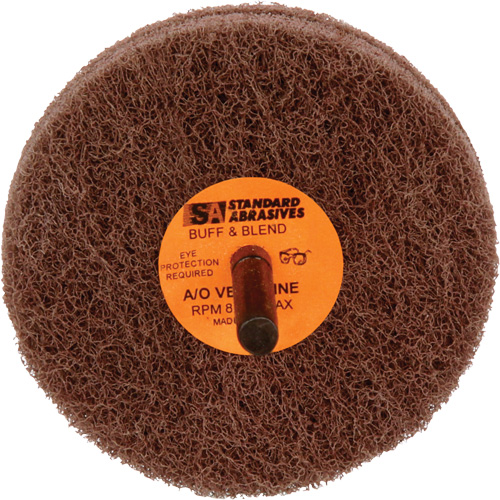 Meule de polissage et lissage Buff & Blend de 2 plis Standard Abrasives, 3" dia. x 2" la, Arbre 1/4", Oxyde d'aluminium Consource
