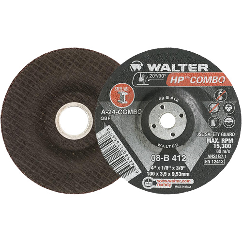 HP Combo Depressed Center Combination Wheel, 4" x 1/8", 3/8" Arbor, Type 27 Consource