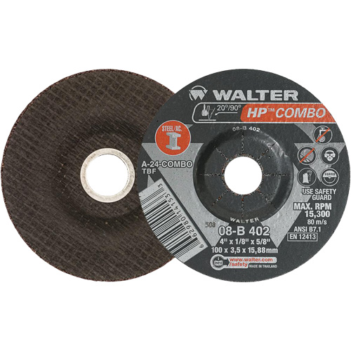 HP Combo Depressed Center Combination Wheel, 4" x 1/8", 5/8" Arbor, Type 27 Consource
