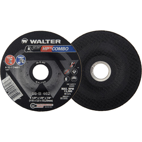 HP Combo Depressed Center Combination Wheel, 4-1/2" x 1/8", 7/8" Arbor, Type 27 Consource