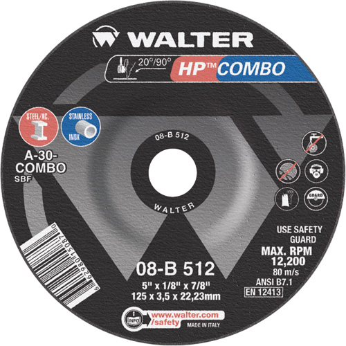 HP Combo Depressed Center Combination Wheel, 5" x 1/8", 7/8" Arbor, Type 27 Consource