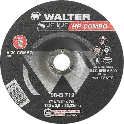 HP Combo Depressed Center Combination Wheel, 7" x 1/8", 7/8" Arbor, Type 27 Consource