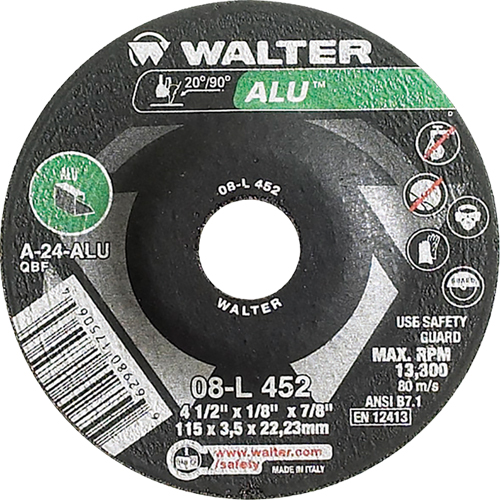 Depressed Centre Grinding Wheels - Aluminium Type 27, 4-1/2" x 1/8", 7/8" Arbor, Type 27 Consource