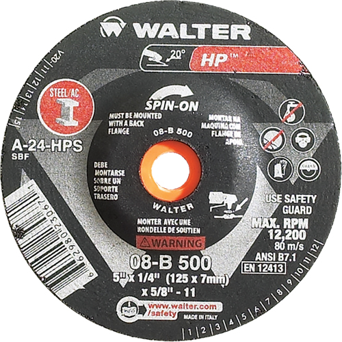 HP Spin-On Grinding Wheel, 5" x 1/4", 5/8"-11 Arbor, Type 27S Consource