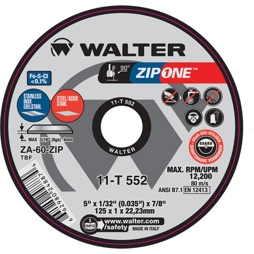 Zip One Cut-Off Wheel, 4-1/2" x 1/32", 7/8" Arbor, Type 1 Consource