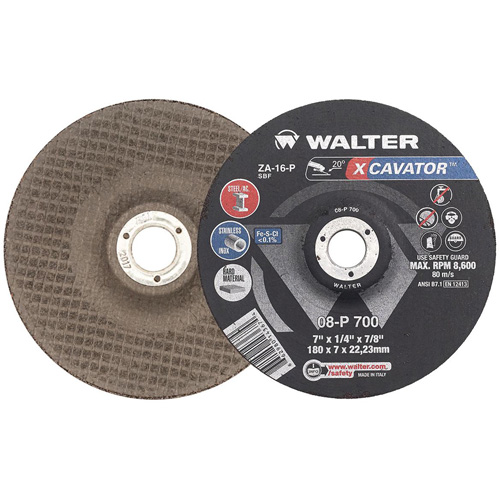 XCAVATOR Grinding Wheel, 7" x 1/4", 7/8" Arbor, Zirconium, Type 27 Consource