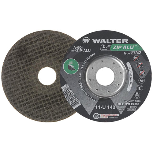 Zip Alu Cut-Off Wheel, 5" x 3/64", 7/8" Arbor, Type 27, Aluminum Oxide, 12200 RPM Consource