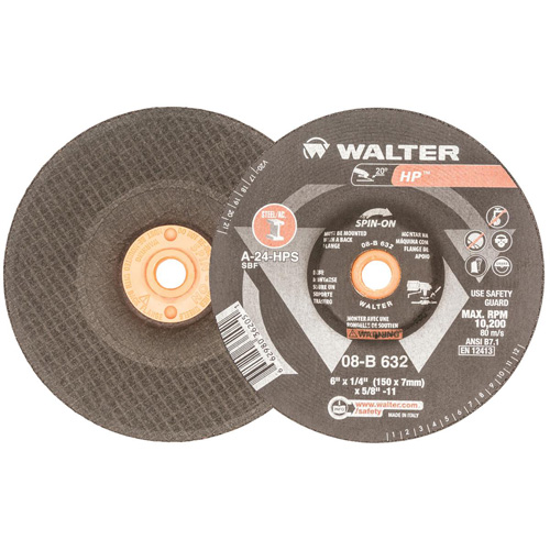 Disque de meulage et tronçonnage HP, 6" x 1/8", Arbre 5/8"-11, Oxyde d'aluminium, Type 27 Consource