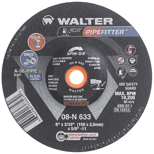 Meule PIPEFITTER, 6" x 3/32", Oxyde d'aluminium, Type 27 Consource