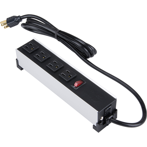 Indoor Brushed Aluminum Power Bar, 4 Outlet(s), 6' Consource