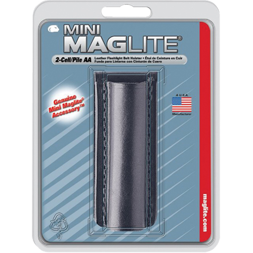 Leather Belt Holster for 2-Cell AA Flashlights, Flashlight Holder, Leather, 1 Pockets Consource