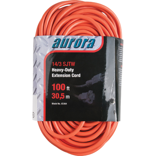 Vinyl Extension Cord, Outdoor, SJTW, 14/3 AWG, 13 A, 100' Consource