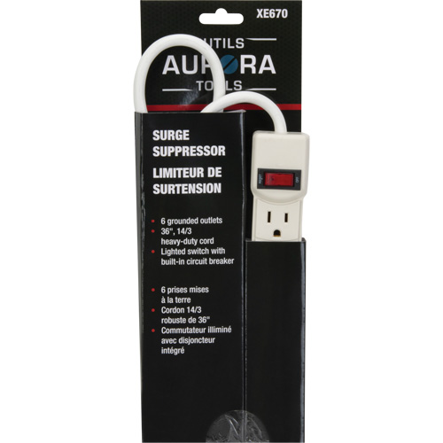Surge Suppressor, 6 Outlets, 200 J, 1875 W, 3' Cord Consource