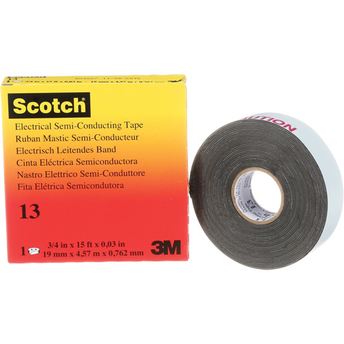 Scotch&reg; Electrical Semi-Conducting Tape, 19 mm (3/4") x 4.6 m (15'), Black, 30 mils Consource