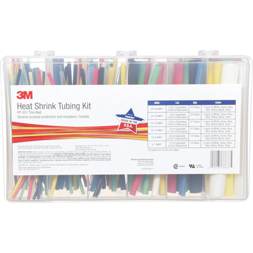 Tube thermor&eacute;tractable, Paroi mince, 6", 0,5" (1,27cm) - 0,0938" (0,24cm) Consource
