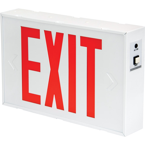 Exit Sign, LED, Battery Operated/Hardwired, 12-1/5" L x 7-1/2" W, English Consource