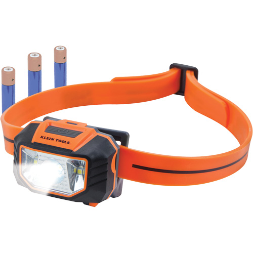 Headlamp with Silicone Hardhat Strap, LED, AAA Batteries, Plastic Consource