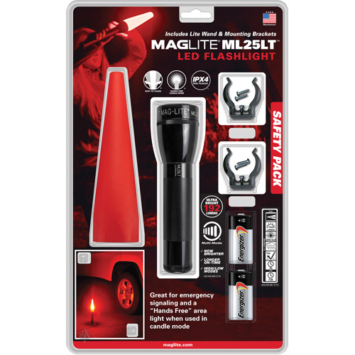 Safety Flashlight Pack, LED, 192 Lumens, C Batteries Consource