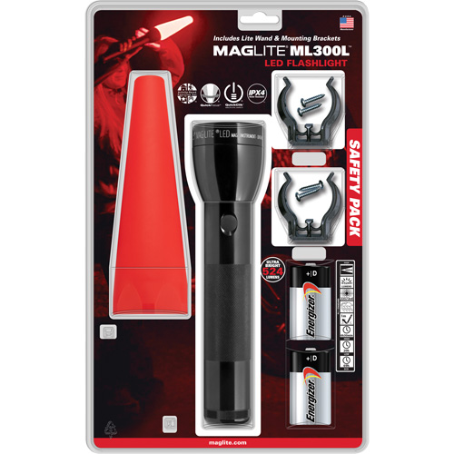 Safety Flashlight Pack, LED, 487 Lumens, D Batteries Consource