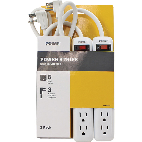Power Strip 2-Pack, 6 Outlet(s), 3', 15 A, 1875 W, 125 V Consource