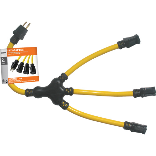 Adaptateur en W, Ext&eacute;rieur, STW, AWG 12/3, 15 A, 3 prise(s), 2' Consource