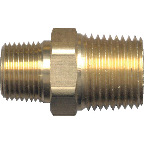 Reducing Hex Nipple, Brass, 1/2" x 3/8", NPT x NPT Consource