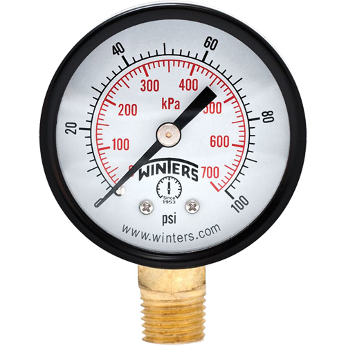 Economy Pressure Gauge, 2" , 0 - 100 psi, Bottom Mount, Analogue Consource